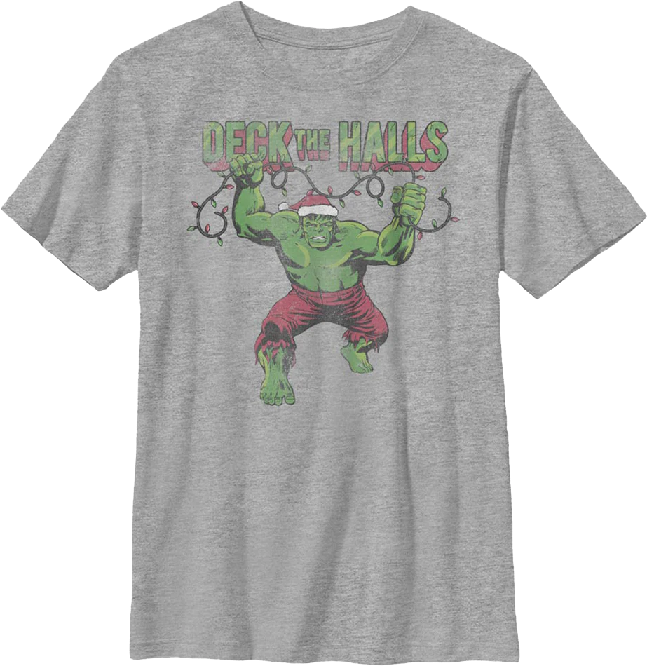Boys Youth Incredible Hulk Deck The Halls Marvel Comics Shirt