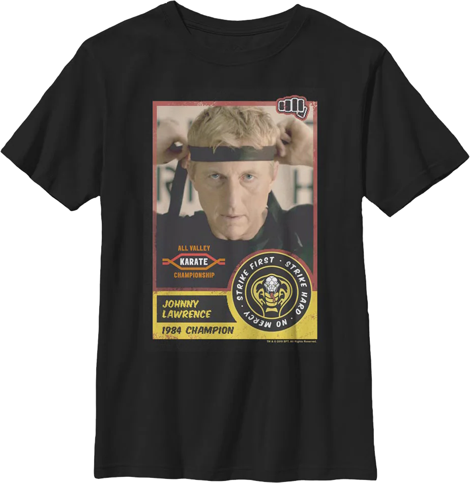 Boys Youth Johnny Lawrence Trading Card Cobra Kai Shirt