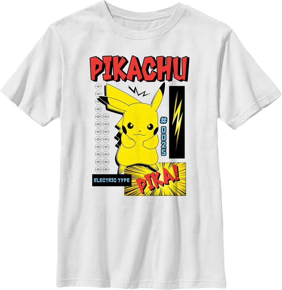 Boys Youth Pikachu Electric Type Pokemon Shirt