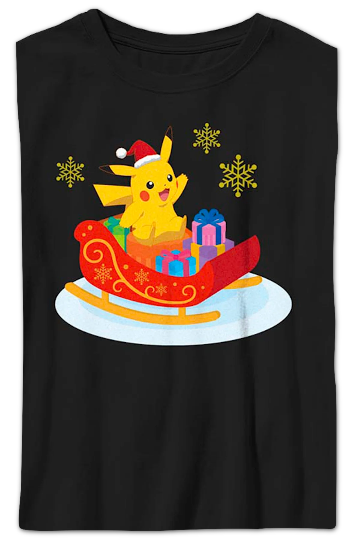 Boys Youth Pikachu Sleigh Ride Pokemon Shirt - Image 2