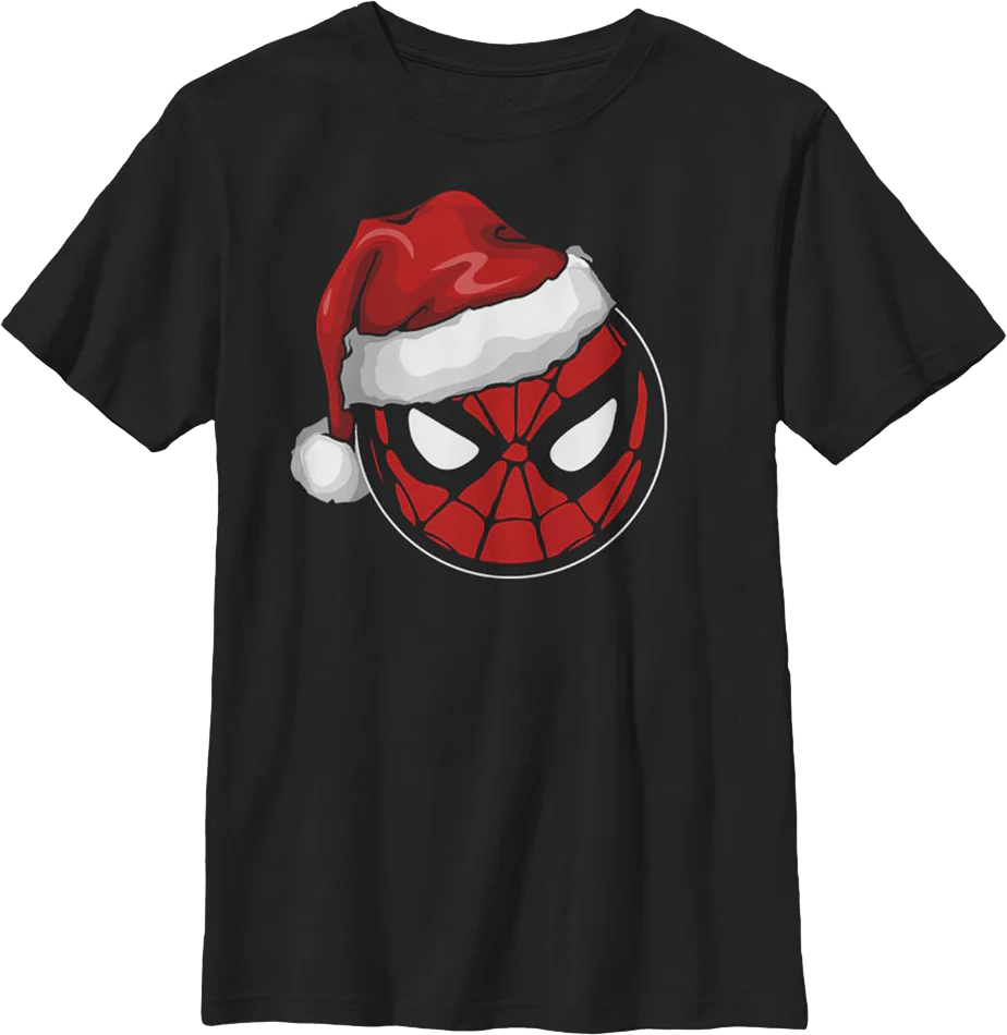 Boys Youth Santa Hat Spider-Man Shirt