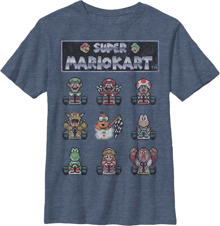 Boys Youth Super Mario Kart Characters Nintendo Shirt