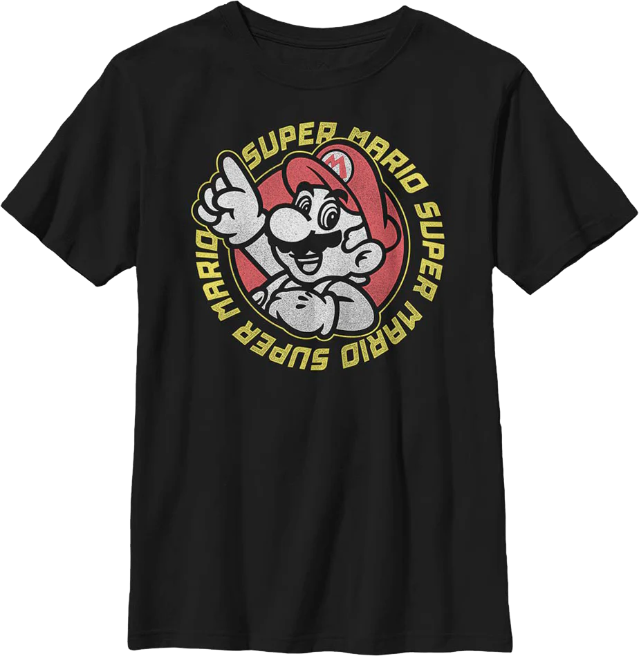 Boys Youth Super Mario Retro Circle Nintendo Shirt