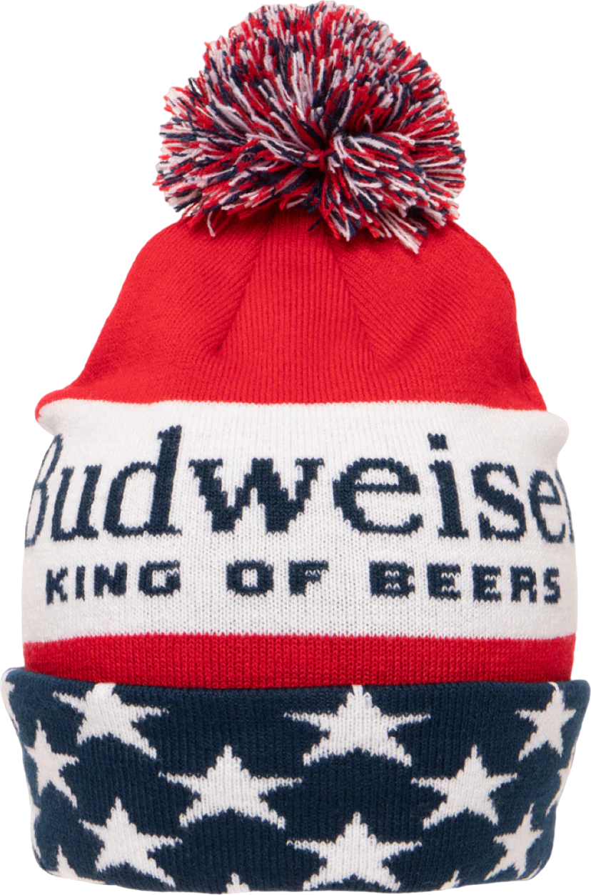 Budweiser Patriotic Cuff Pom Beanie