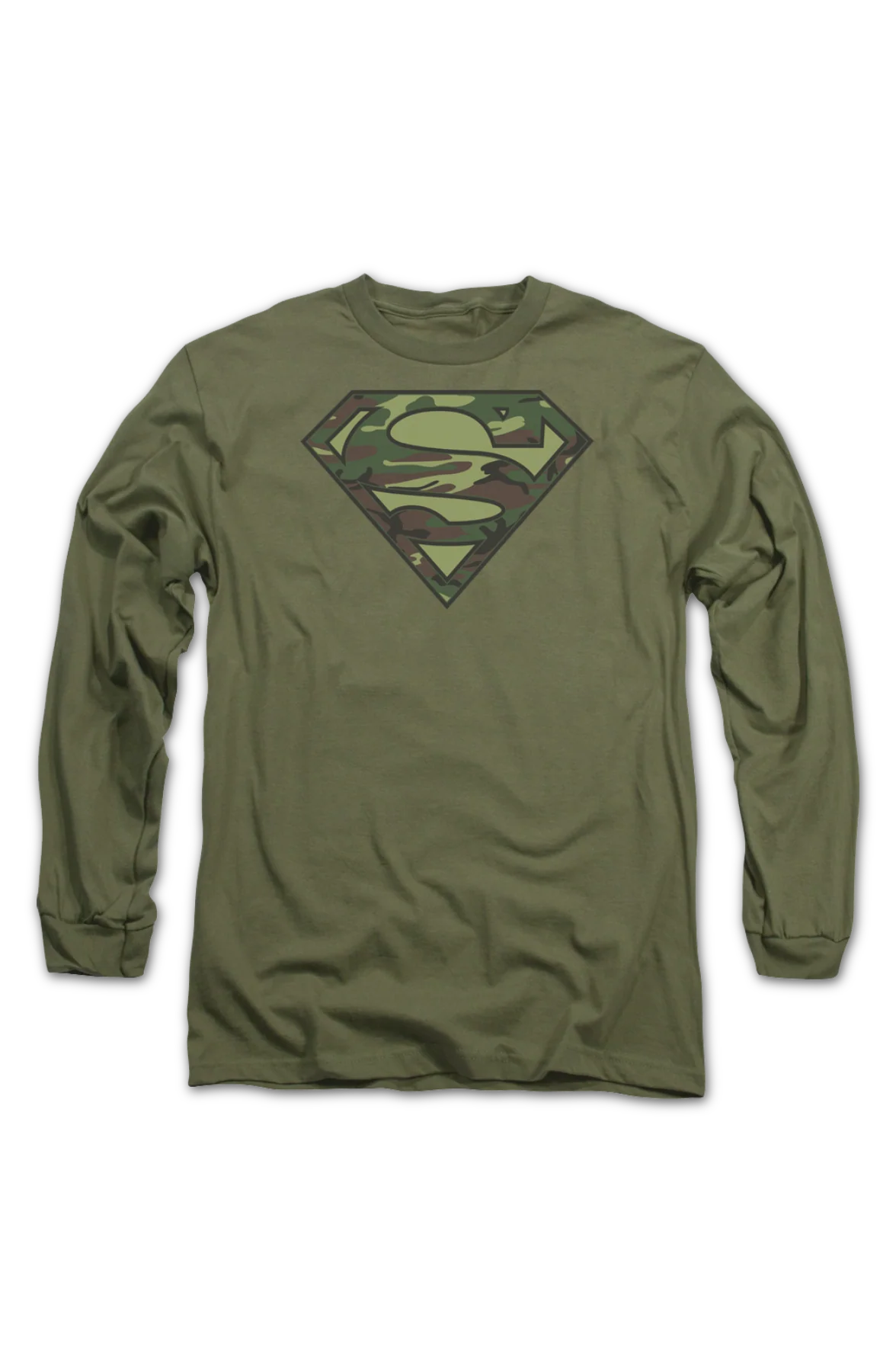 Camouflage Superman Logo DC Comics Long Sleeve Shirt - Image 2