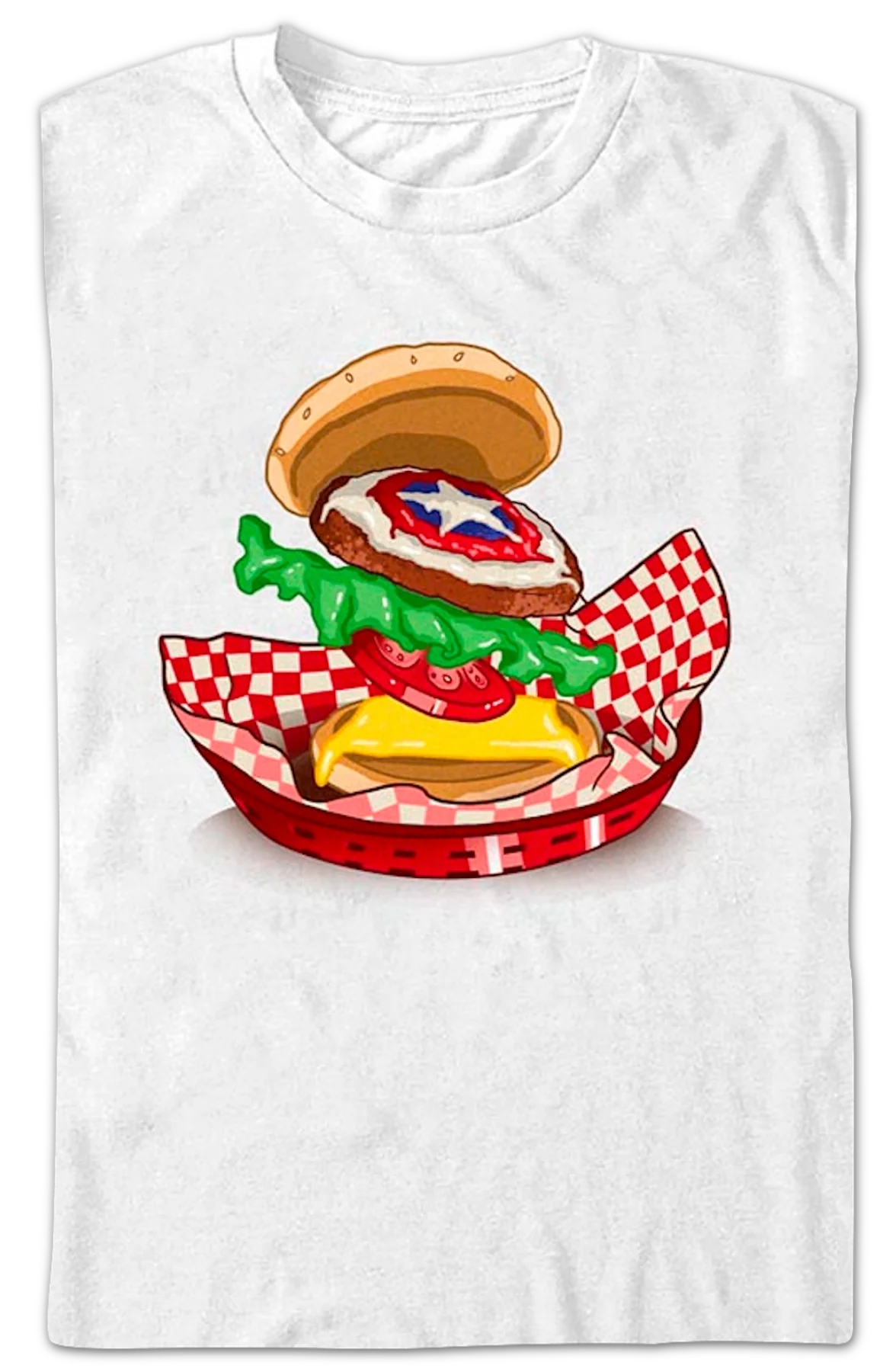Captain America Burger Marvel Comics T-Shirt - Image 2