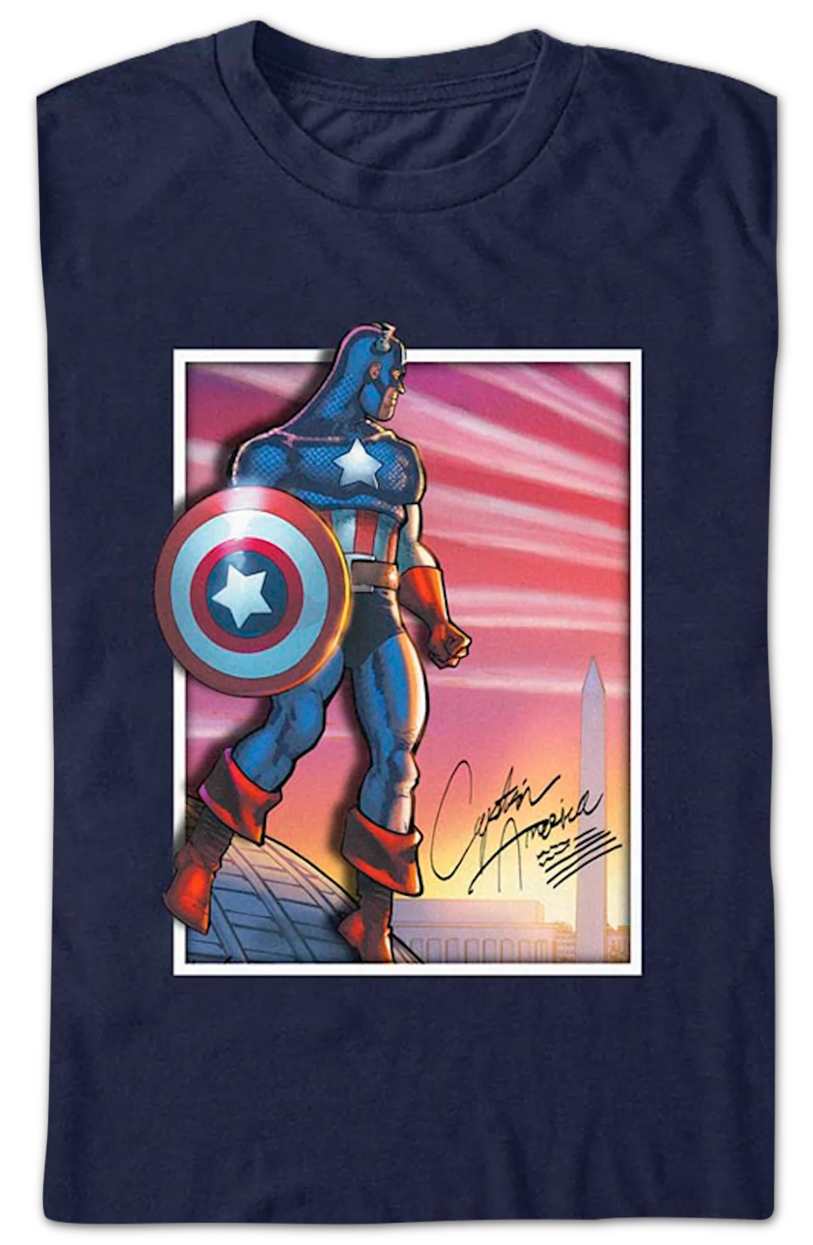 Captain America Capital Photo Marvel Comics T-Shirt - Image 2