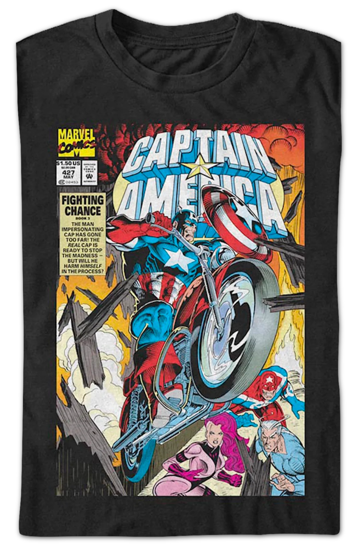 Captain America Fighting Chance Marvel Comics T-Shirt - Image 2