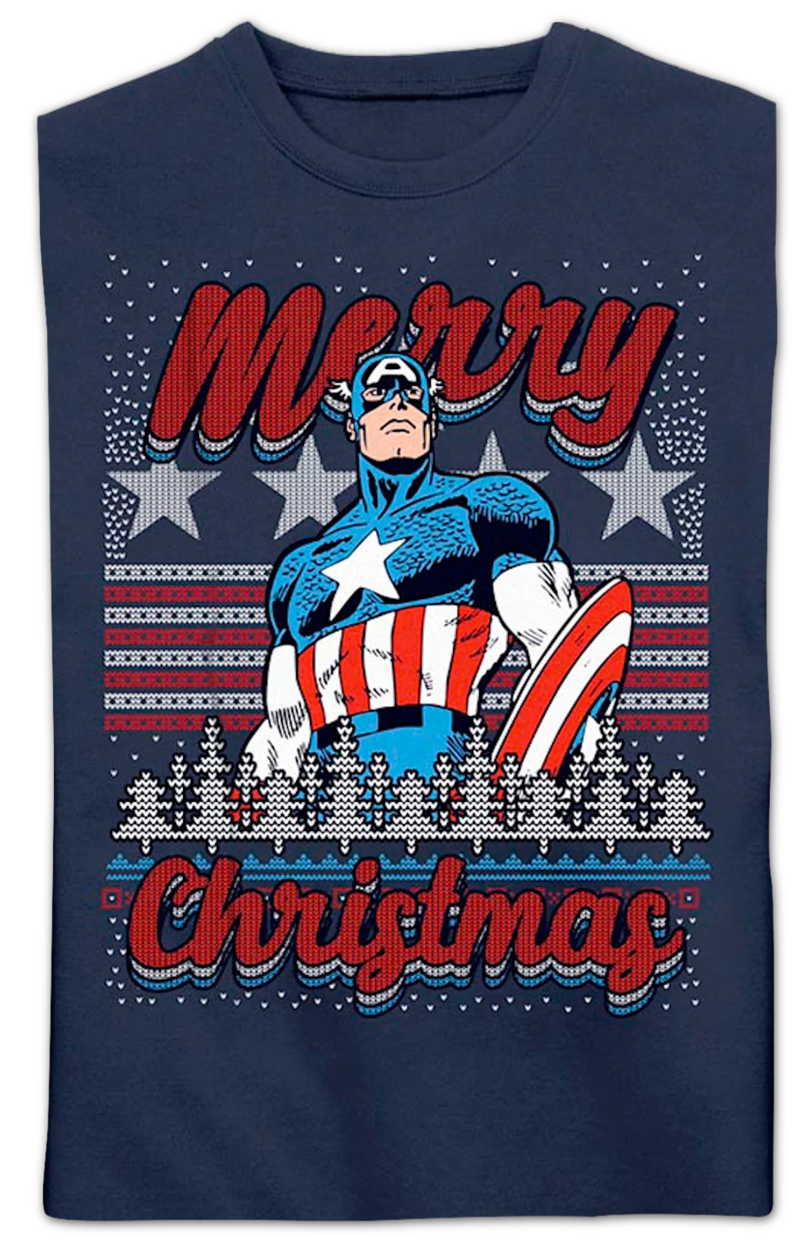 Captain America Merry Christmas Faux Ugly Sweater Marvel Comics Sweatshirt - Image 2