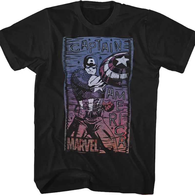 Captain America Retro Poster Marvel Comics T-Shirt