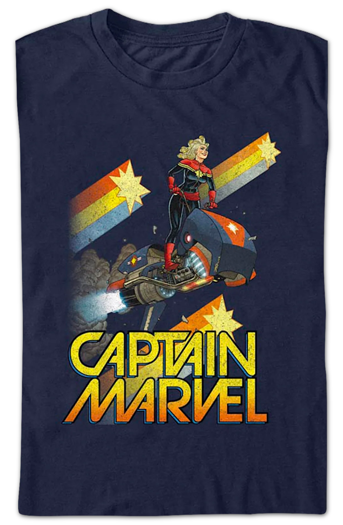Captain Marvel Retro Stars Marvel Comics T-Shirt - Image 2