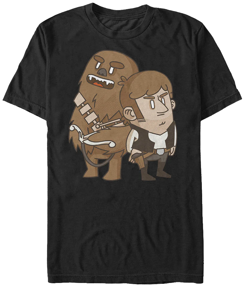 Cartoon Chewbacca Han Solo T-Shirt