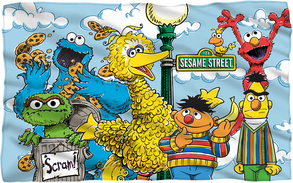 Cast of Sesame Street 36 x 58 Fleece Blanket