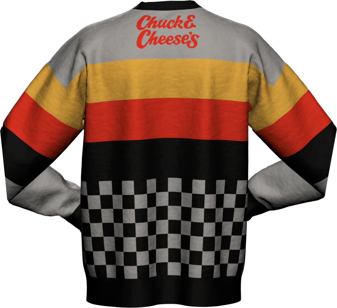 Checkerboard Character Chuck E. Cheese Knitted Sweater - Image 3