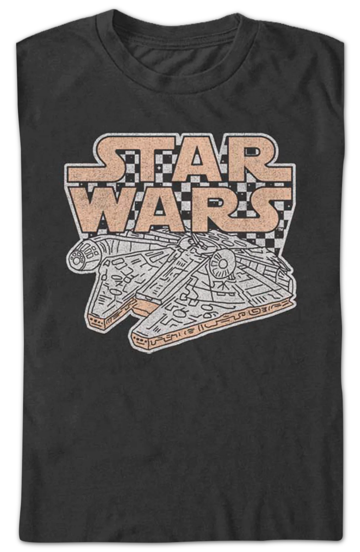 Checkerboard Millennium Falcon Star Wars T-Shirt - Image 2