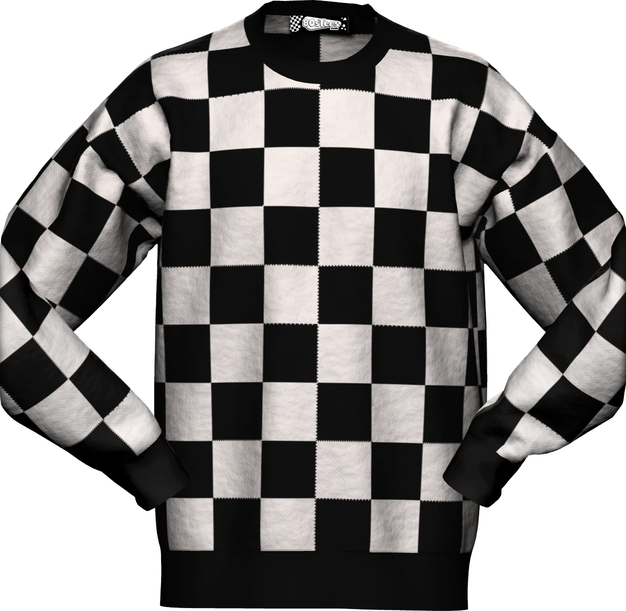 Checkerboard Pattern Knitted Sweater