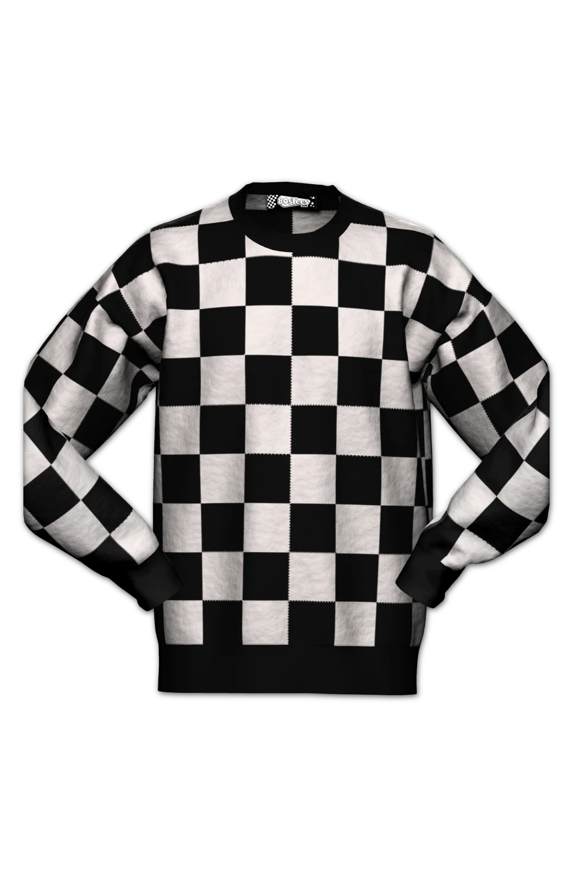 Checkerboard Pattern Knitted Sweater - Image 2