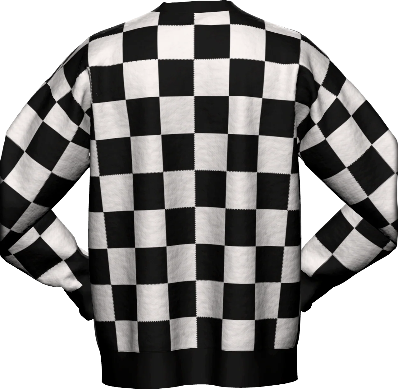 Checkerboard Pattern Knitted Sweater - Image 3