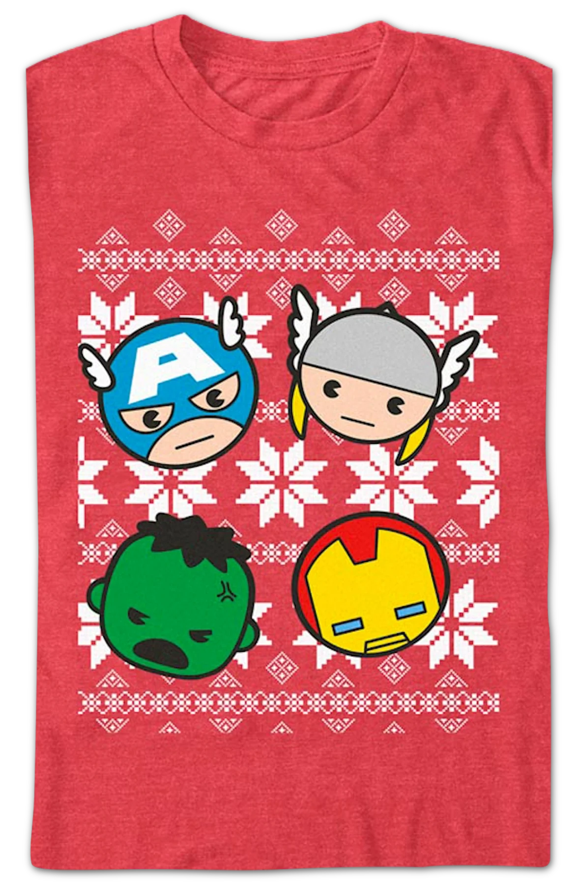 Chibi Avengers Faux Ugly Christmas Sweater Marvel Comics T-Shirt - Image 2