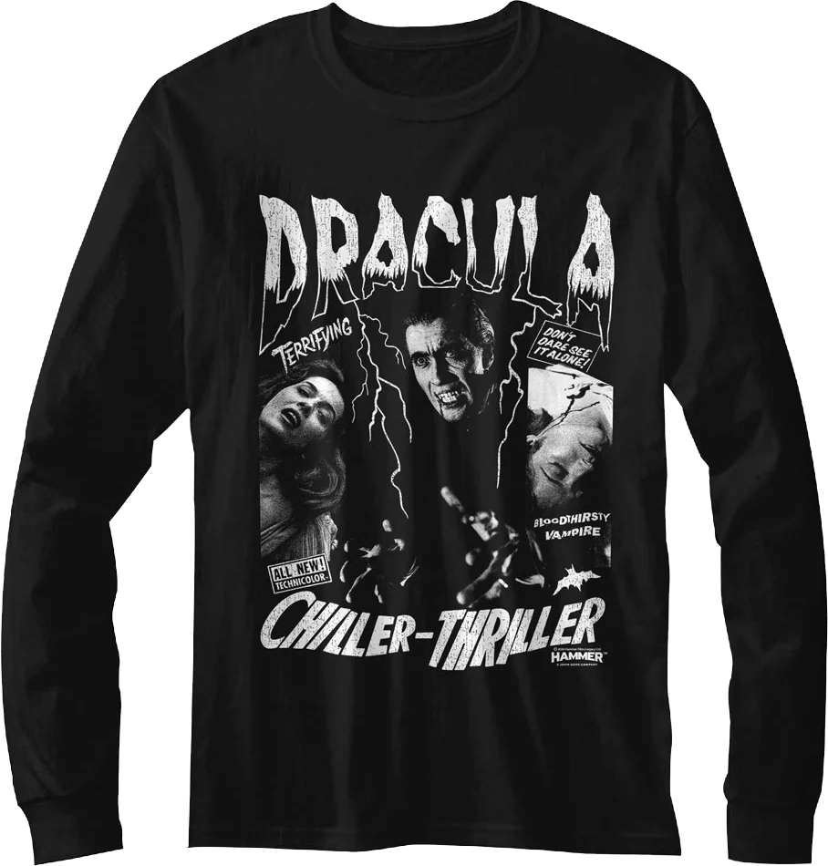 Chiller-Thriller Dracula Hammer Films Long Sleeve Shirt