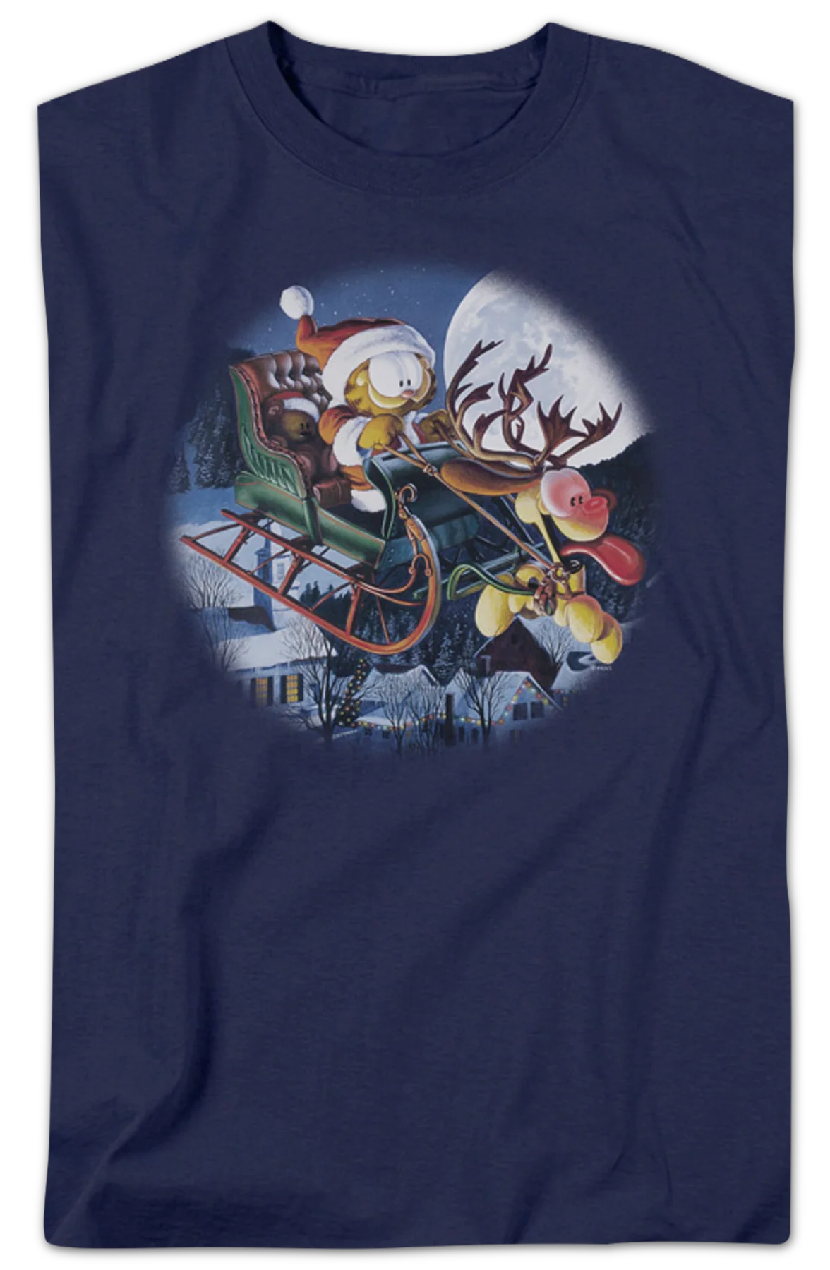 Christmas Sleigh Ride Garfield T-Shirt - Image 2