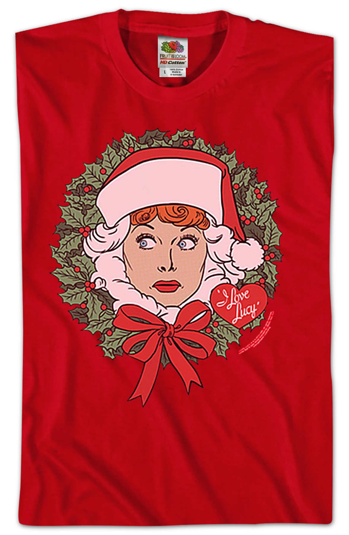 Christmas Wreath I Love Lucy T-Shirt - Image 2
