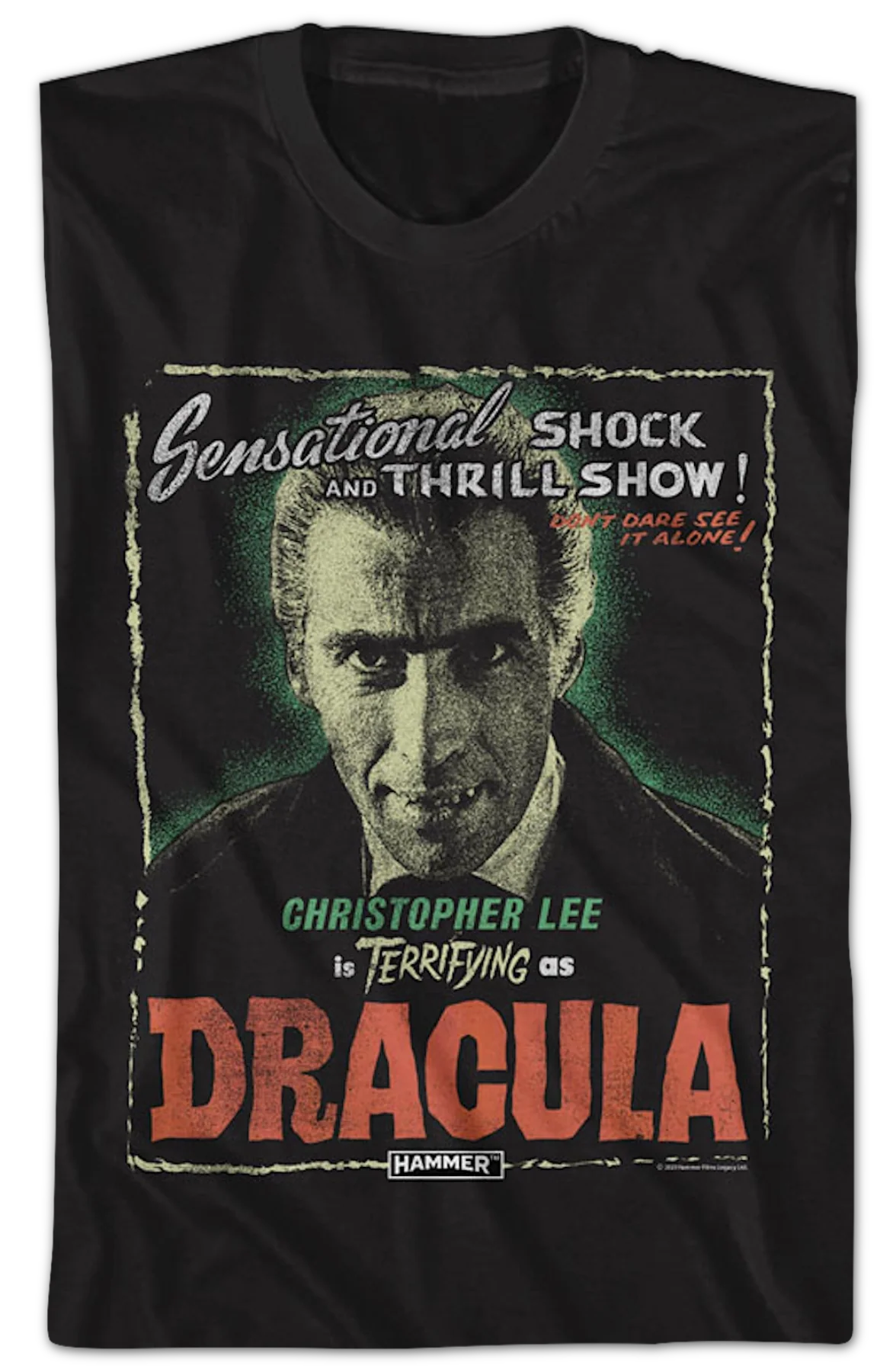 Christopher Lee As Dracula Hammer Films T-Shirt - Image 2