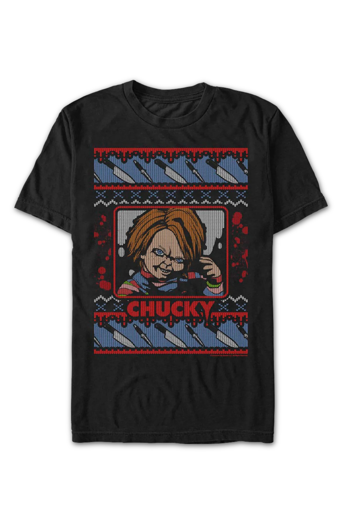Chucky Faux Ugly Christmas Sweater Child's Play T-Shirt - Image 2