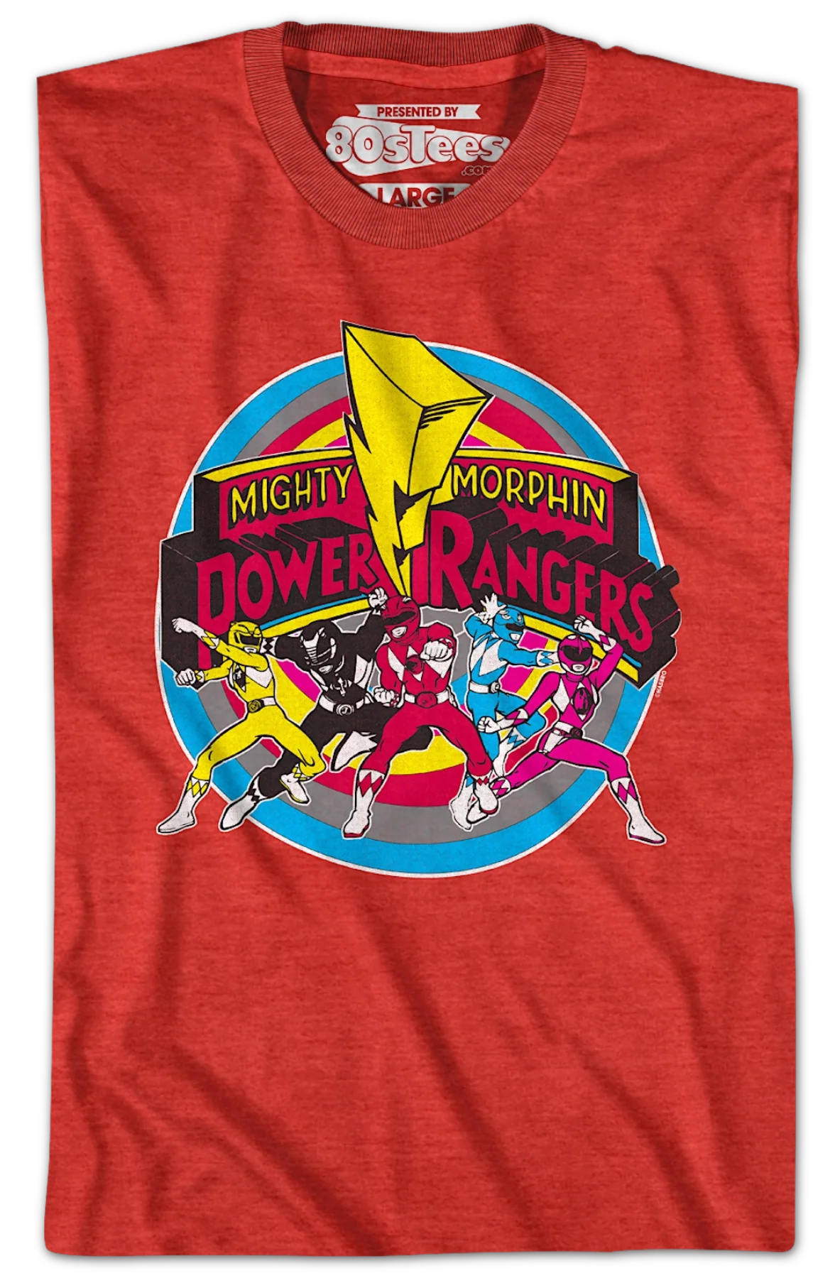 Circle Action Poses Mighty Morphin Power Rangers T-Shirt - Image 2