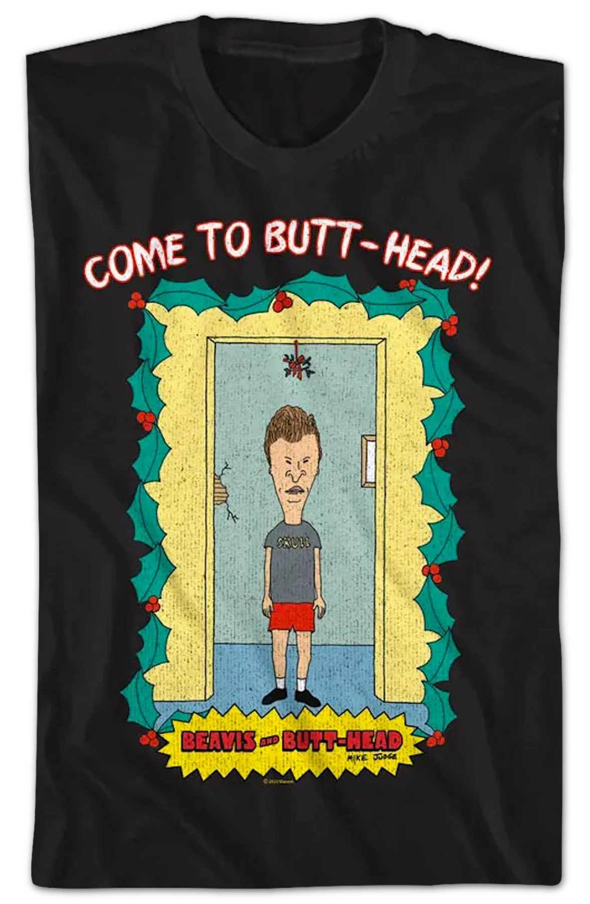 Come To Butt-Head Mistletoe Beavis And Butt-Head T-Shirt - Image 2