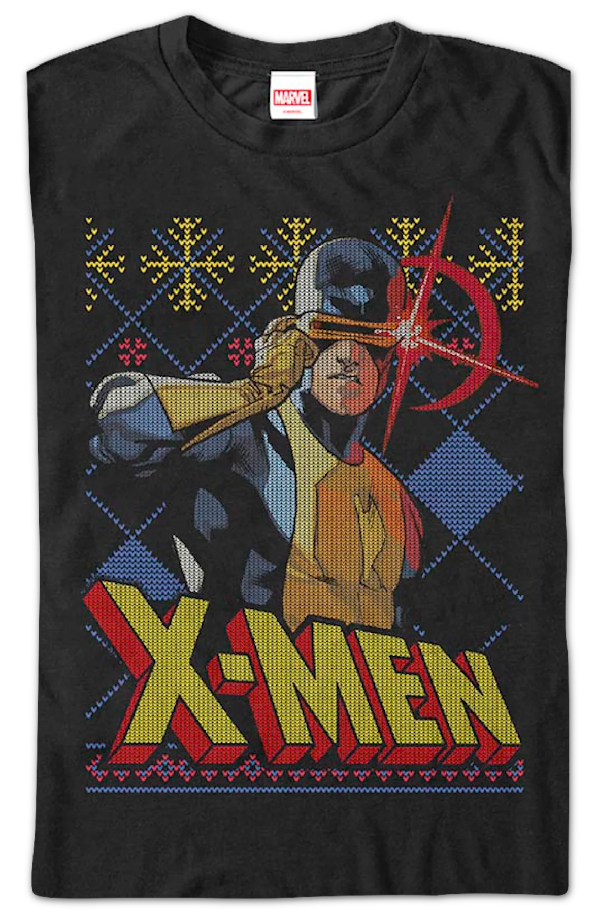 Cyclops Faux Ugly X-Men Christmas Sweater Marvel Comics T-Shirt - Image 2