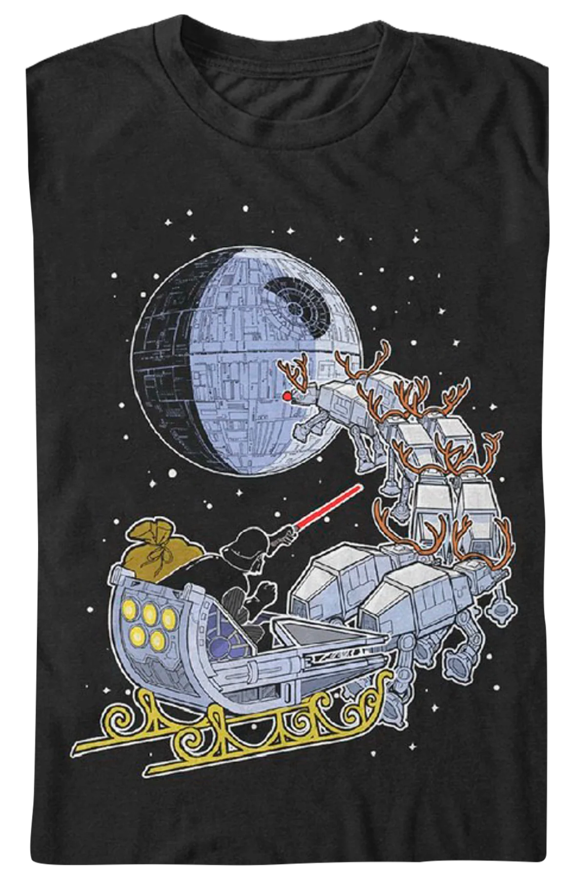 Darth Vader Christmas Sleigh Star Wars T-Shirt - Image 2