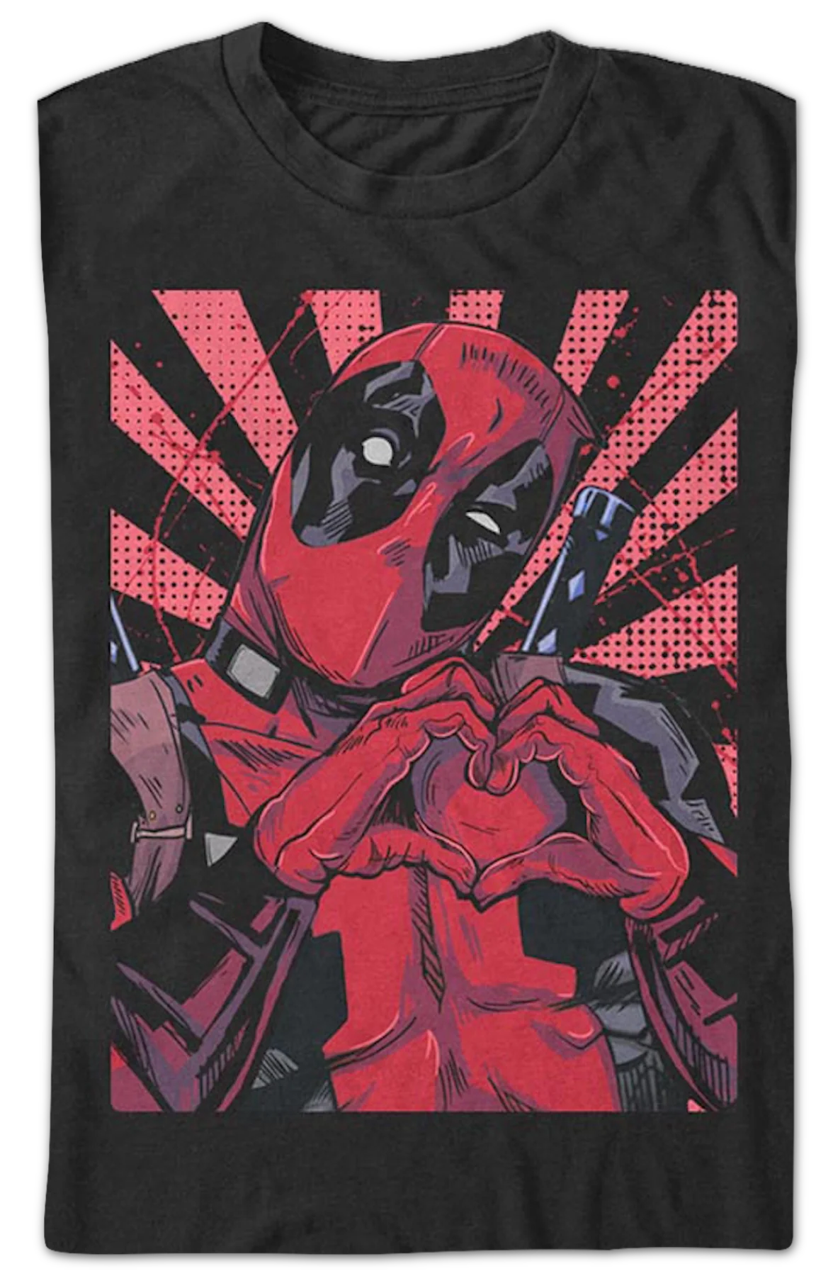 Deadpool Heart Hands Marvel Comics T-Shirt - Image 2