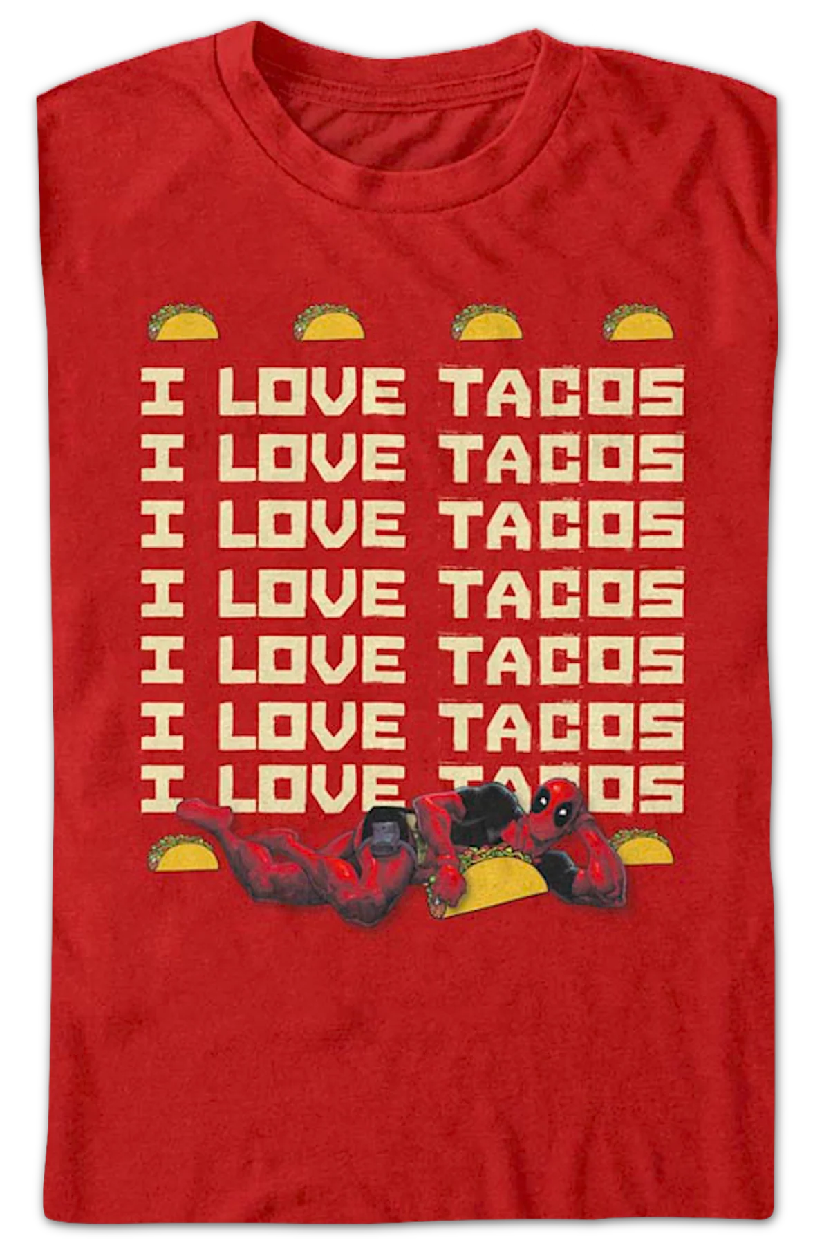 Deadpool I Love Tacos Marvel Comics T-Shirt - Image 2