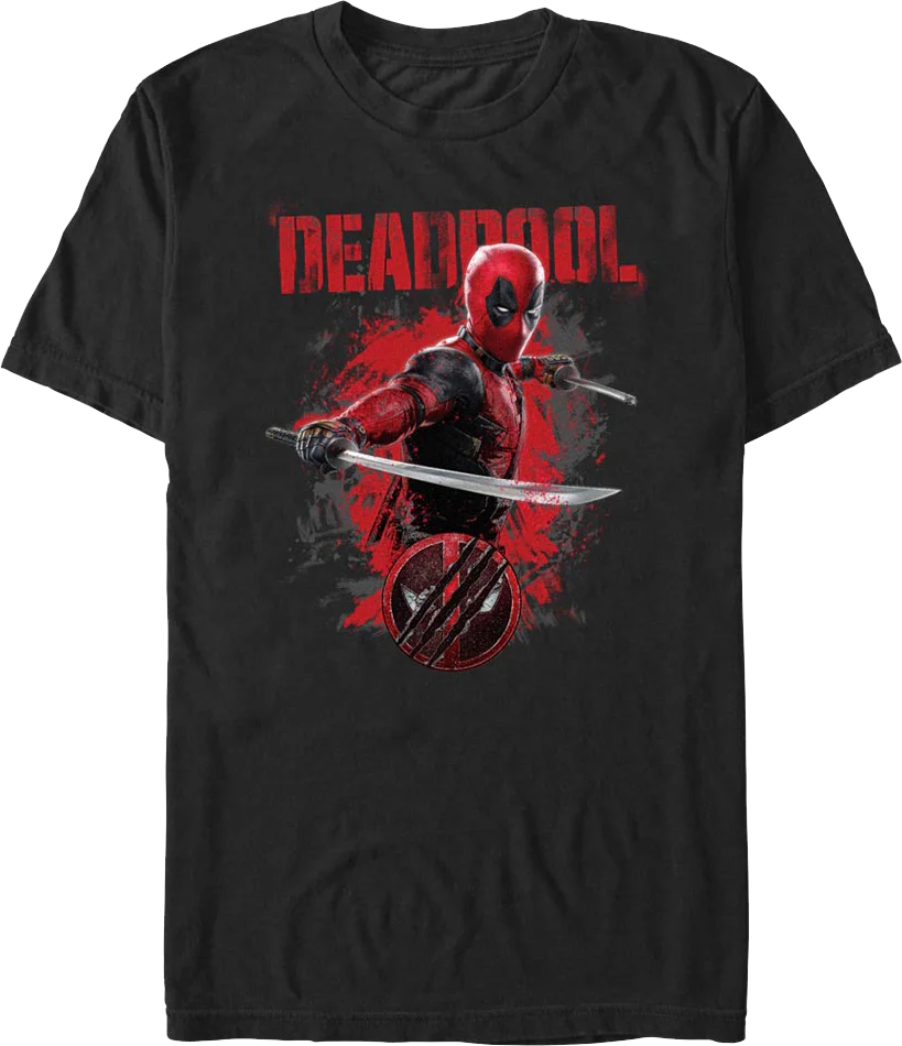 Deadpool Katanas Pose Deadpool & Wolverine Marvel Comics T-Shirt