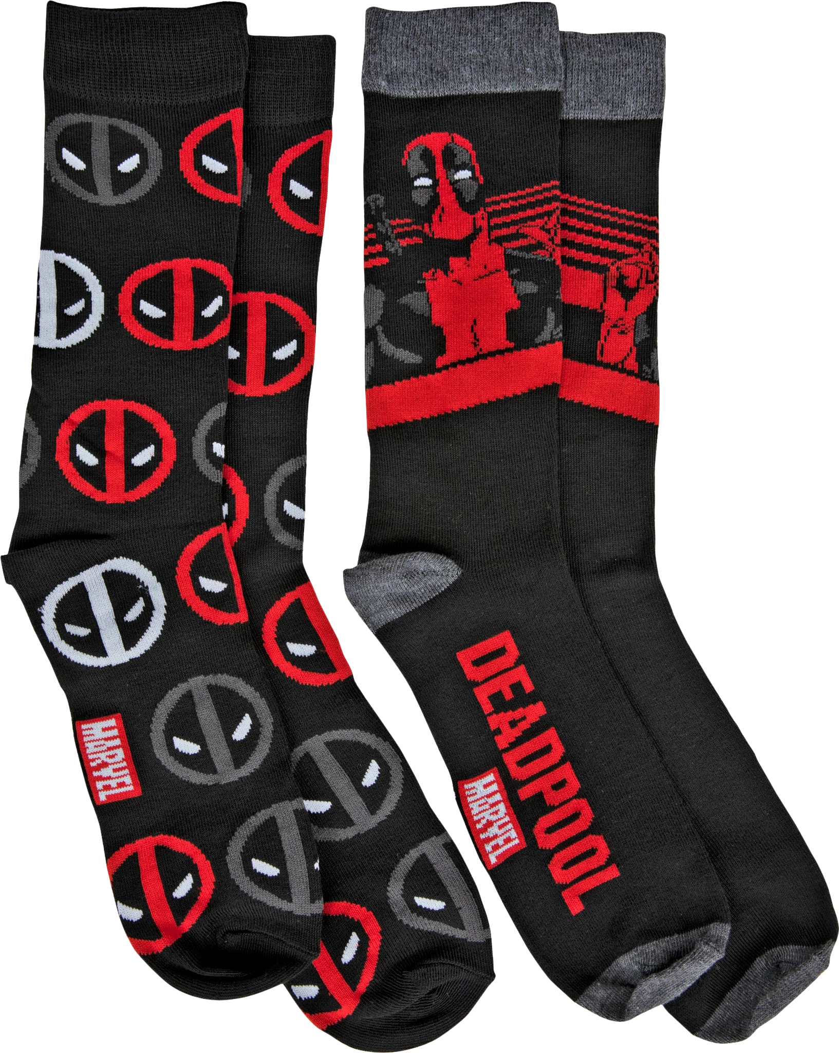 Deadpool Logo And Character 2-Pack Marvel Comics Socks