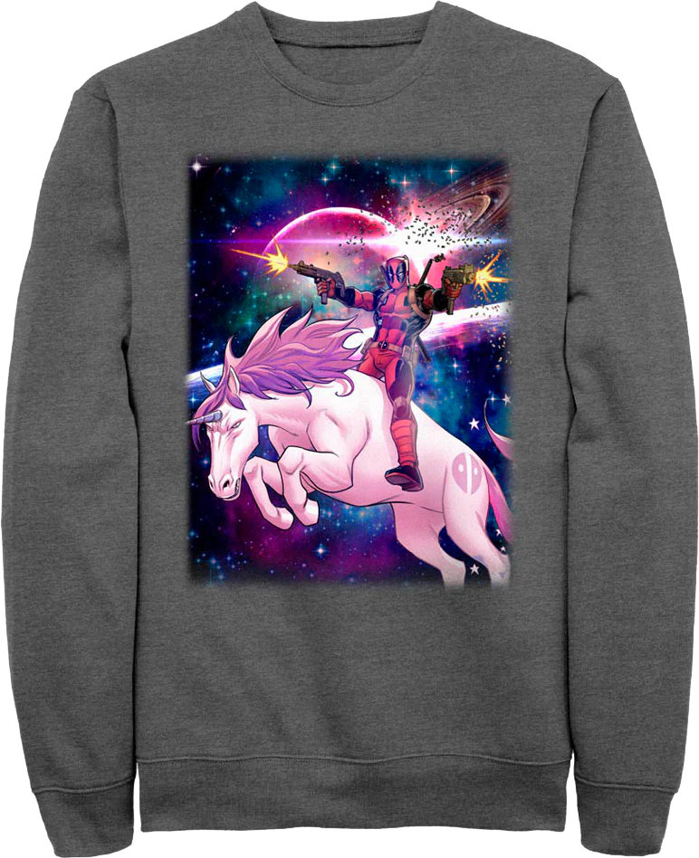 Deadpool Riding A Unicorn Marvel Comics Sweatshirt