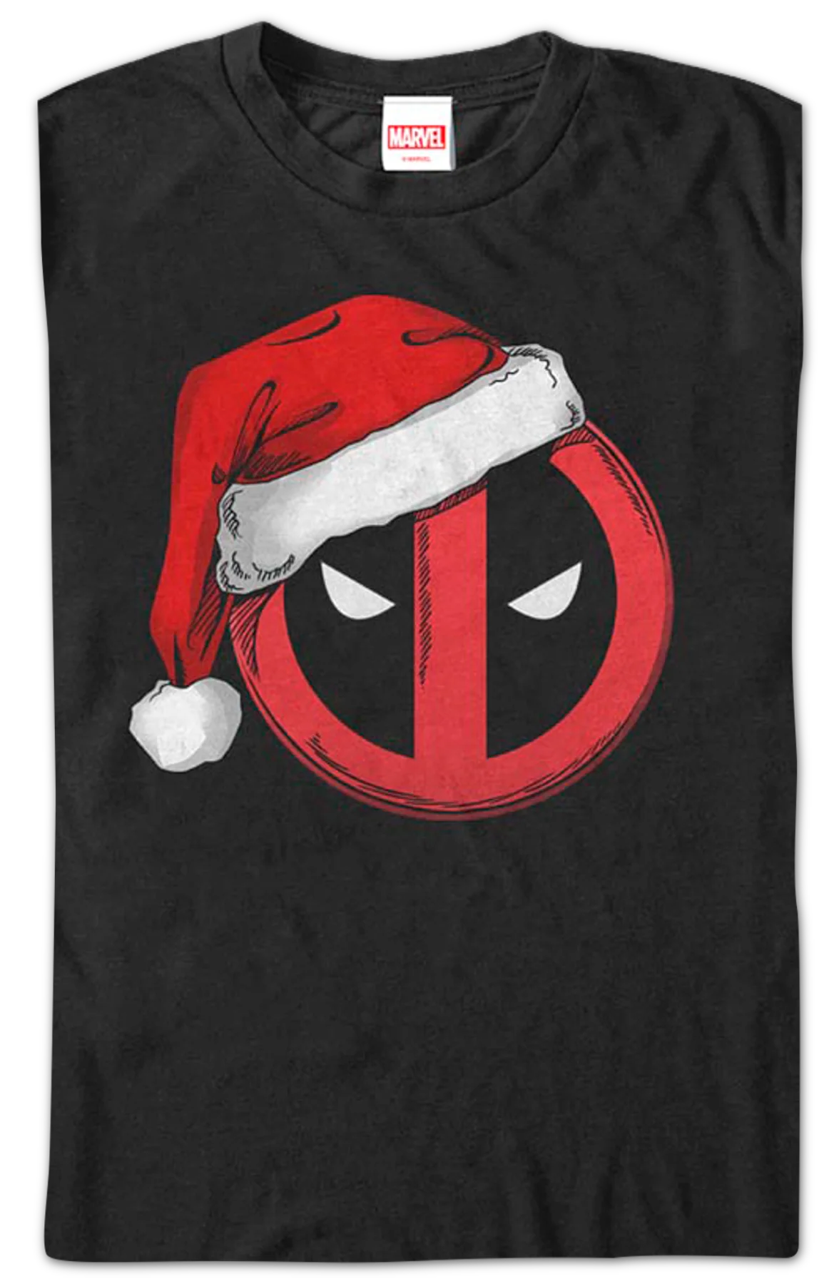 Deadpool Santa Claus Hat Marvel Comics T-Shirt - Image 2