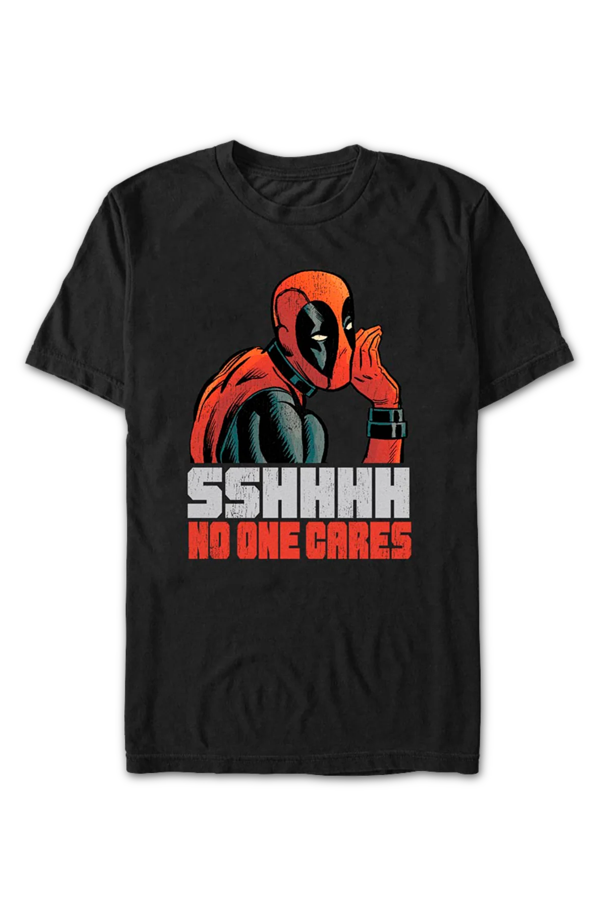 Deadpool Sshhhh No One Cares Marvel Comics T-Shirt - Image 2