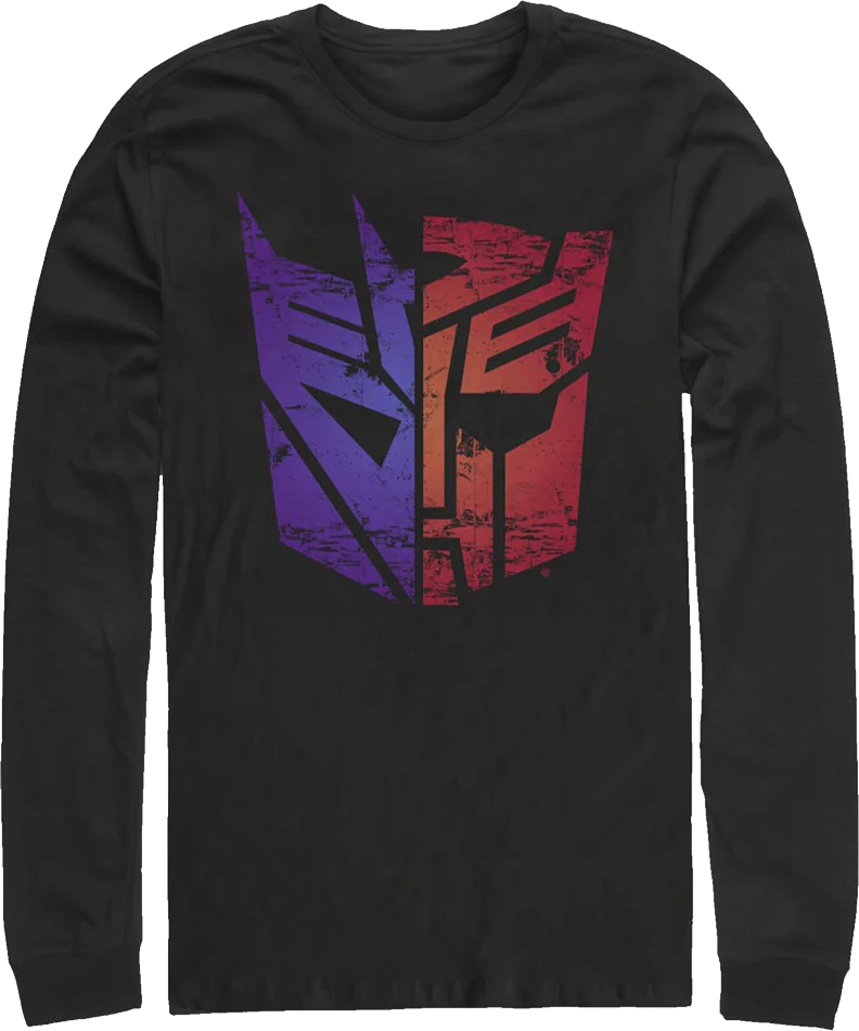 Decepticons Autobots Split Logos Transformers Long Sleeve Shirt