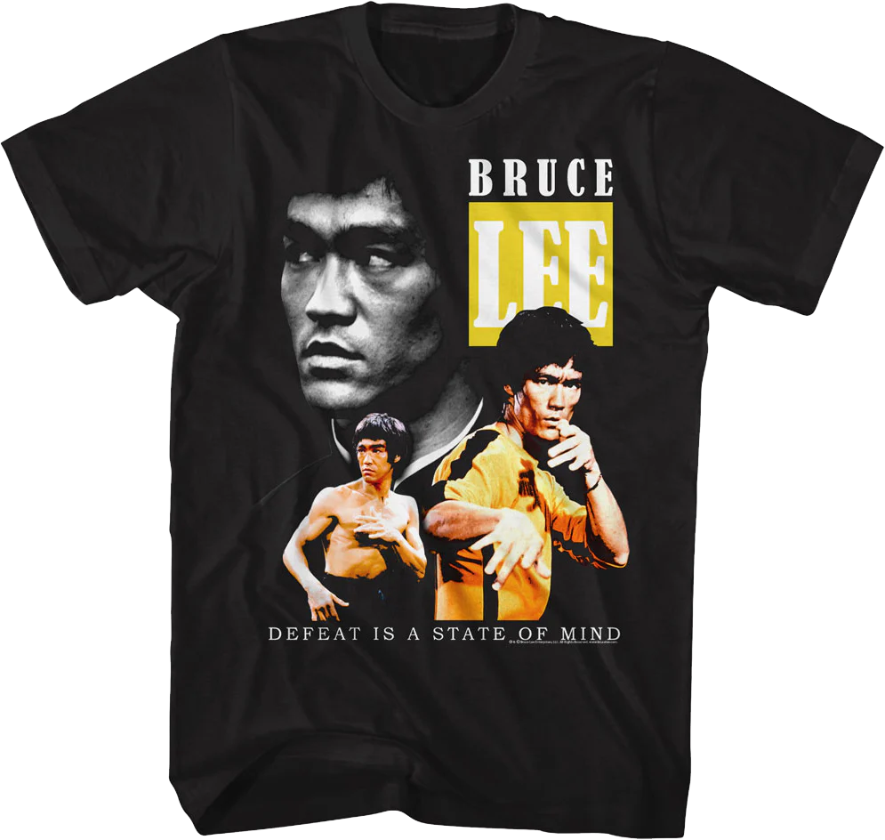 Defeat Is A State Of Mind Collage Bruce Lee T-Shirt