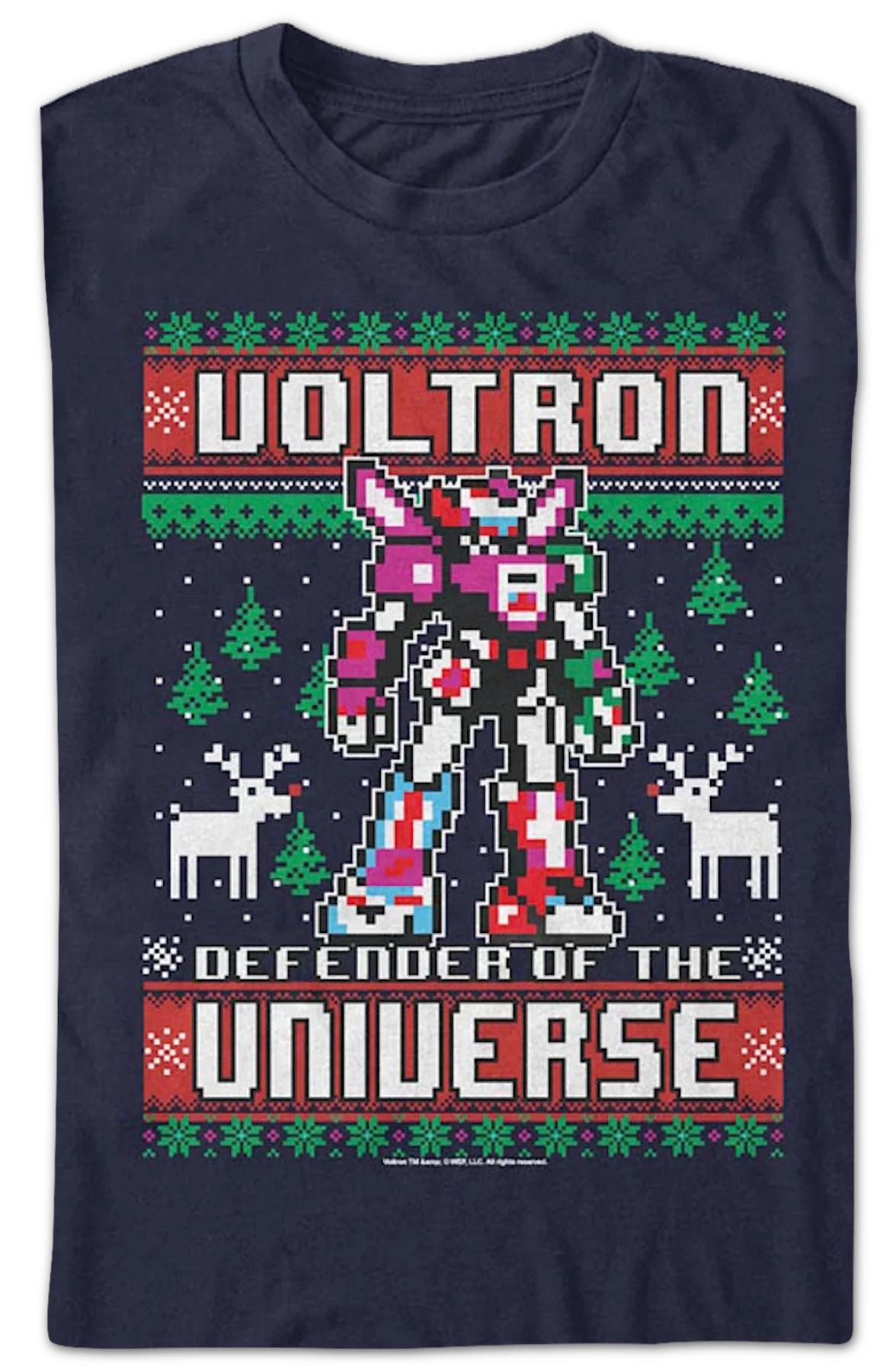 Defender of the Universe Faux Ugly Christmas Sweater Voltron T-Shirt - Image 2