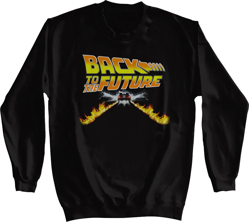 Delorean Fire Tracks Back To The Future Sweatshirt