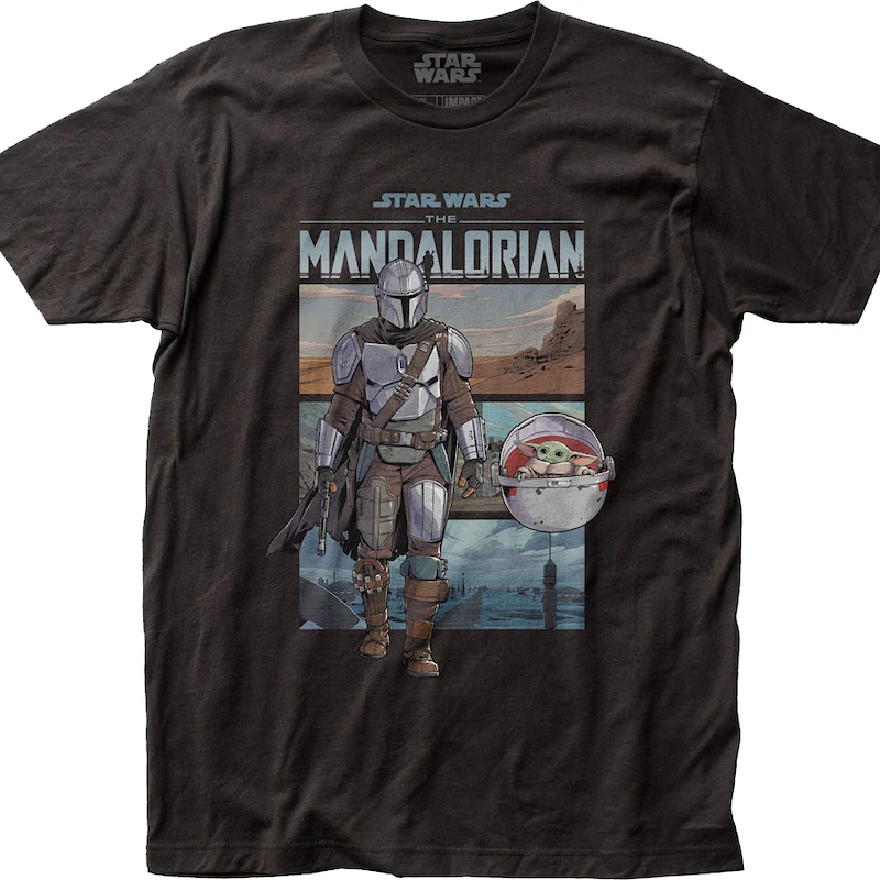 Din Djarin And Child Illustration The Mandalorian Star Wars T-Shirt