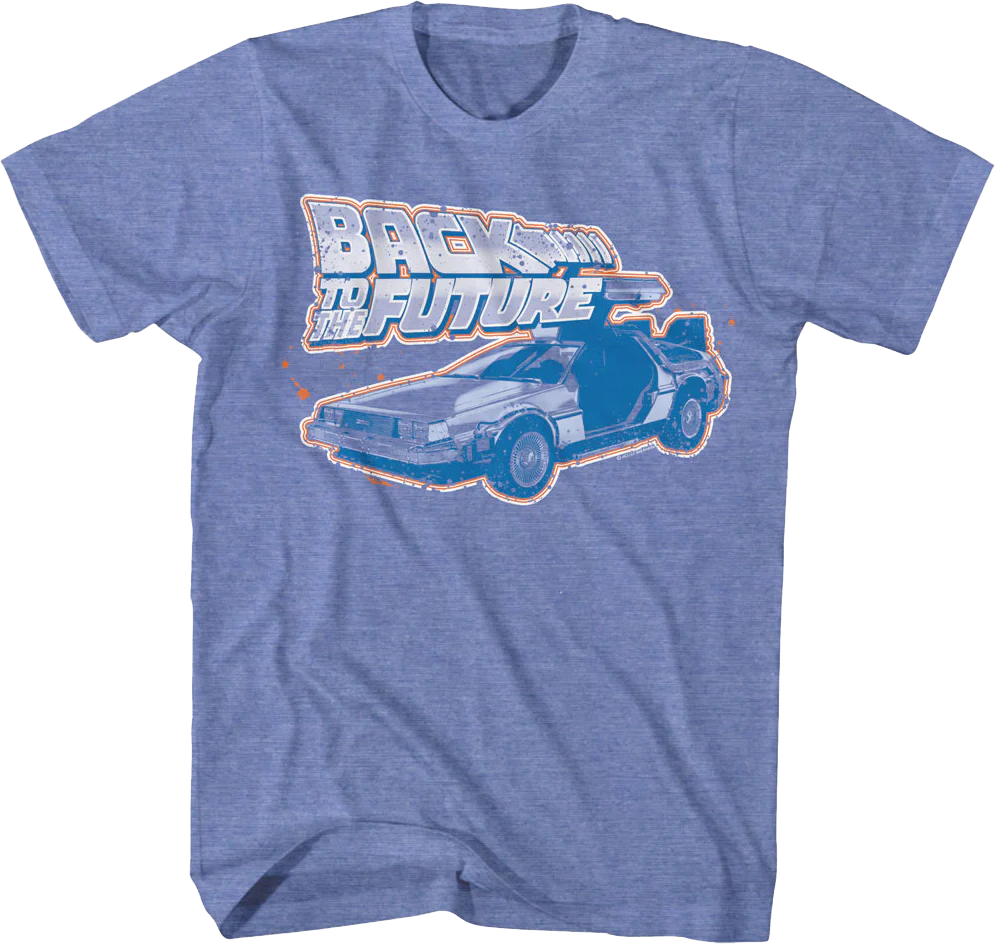Distressed DeLorean Paint Splatter Back To The Future T-Shirt