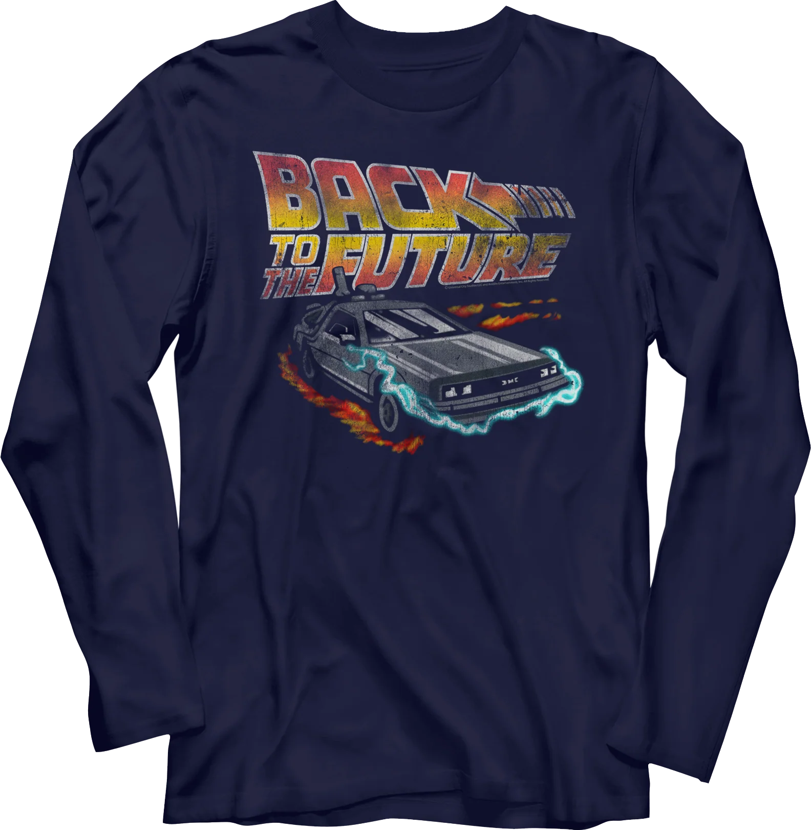 Distressed DeLorean Time Machine Back To The Future Long Sleeve Shirt