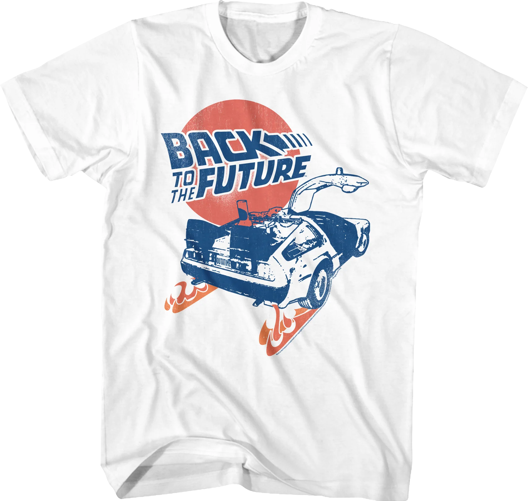 Distressed Fire Tracks Back To The Future T-Shirt