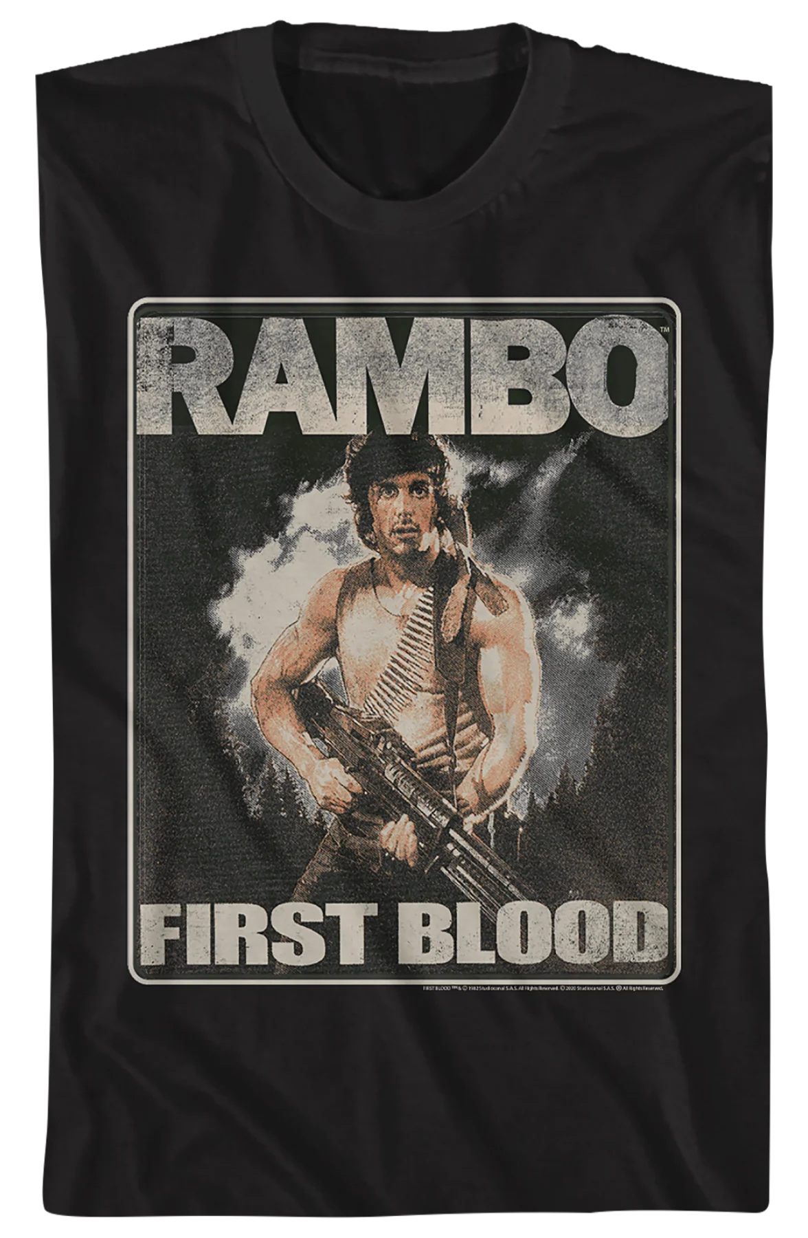 Distressed First Blood Poster Rambo T-Shirt - Image 2