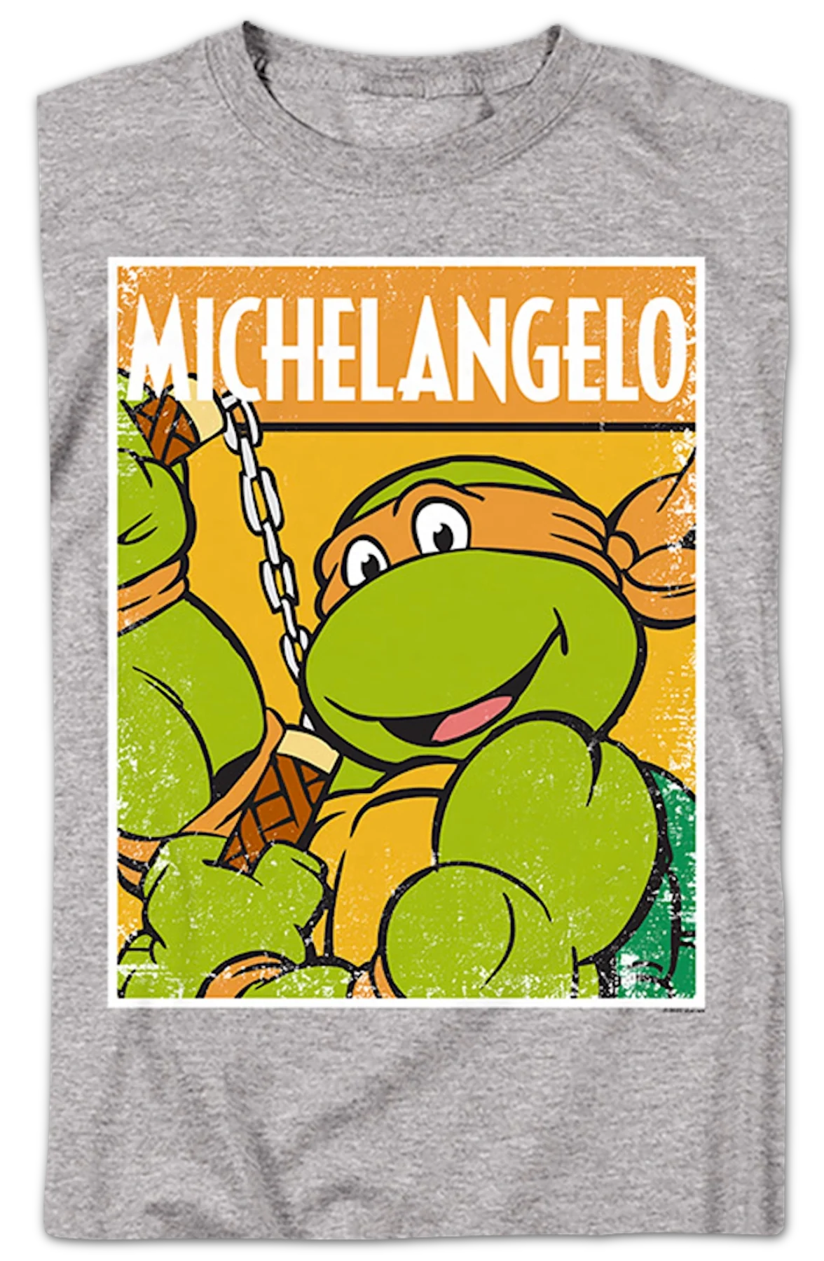 Distressed Michelangelo Photo Teenage Mutant Ninja Turtles T-Shirt - Image 2