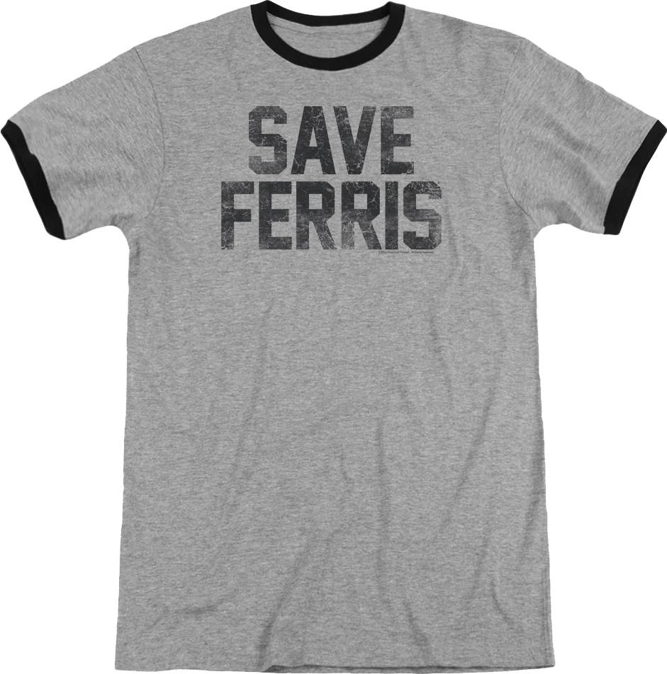 Distressed Save Ferris Bueller Ringer Shirt - Image 2